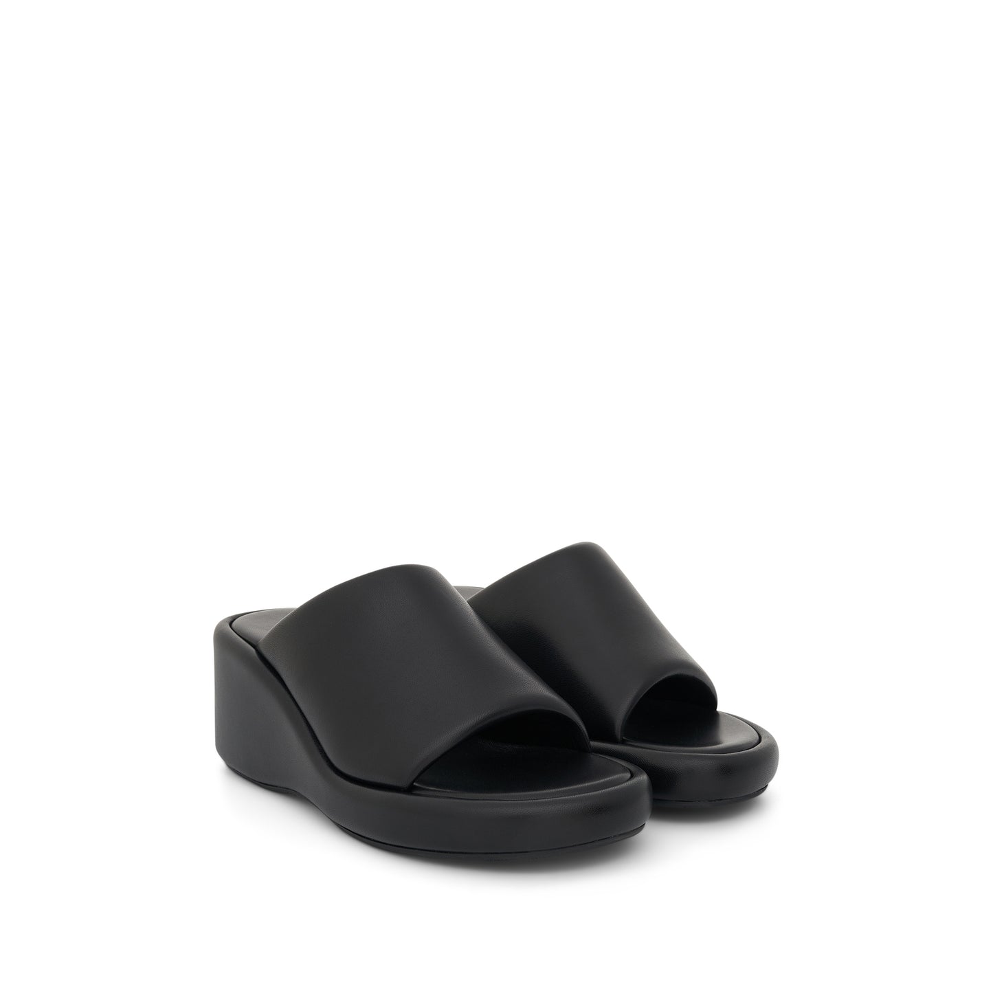 Logo Rise Wedge Sandal in Black/White