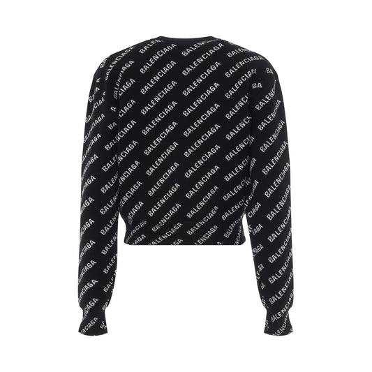 Mini Allover Logo Knit Sweater Black/White