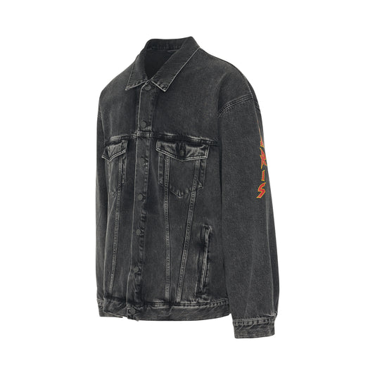 Organic Japanese Oversized Denim Jacket in Washed Black