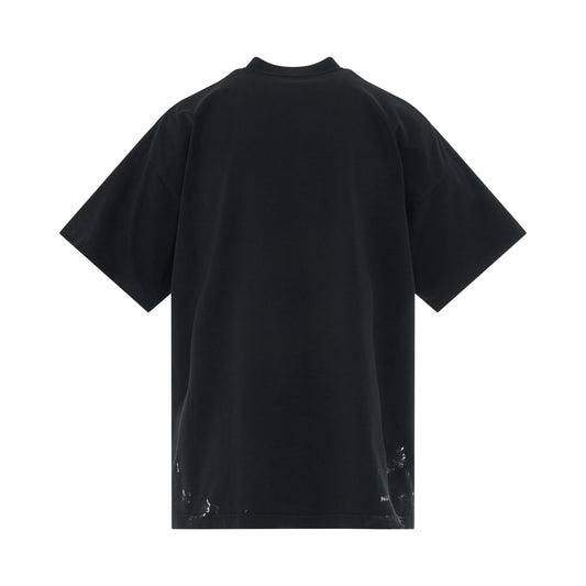 Metal Print Vintage Jersey Oversized T-Shirt in Washed Black