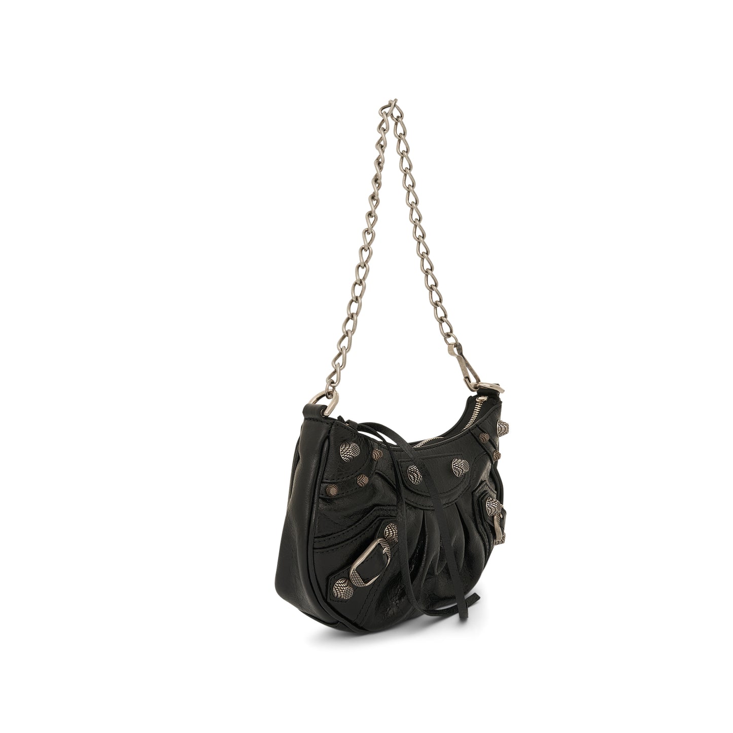 Le Cagole Mini Lambskin Bag with Chain in Black