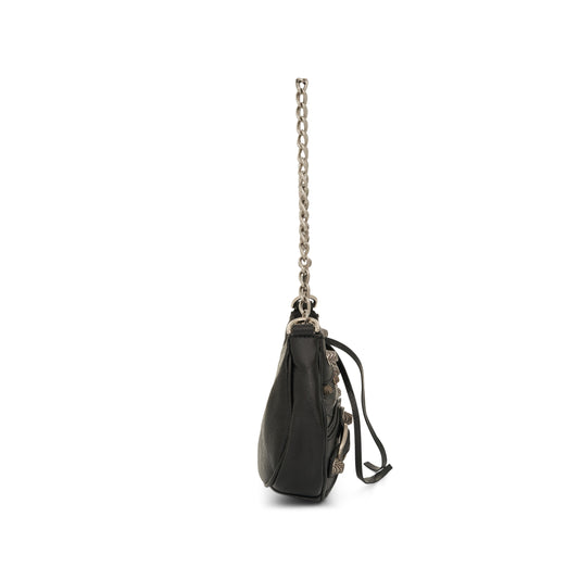 Le Cagole Mini Lambskin Bag with Chain in Black