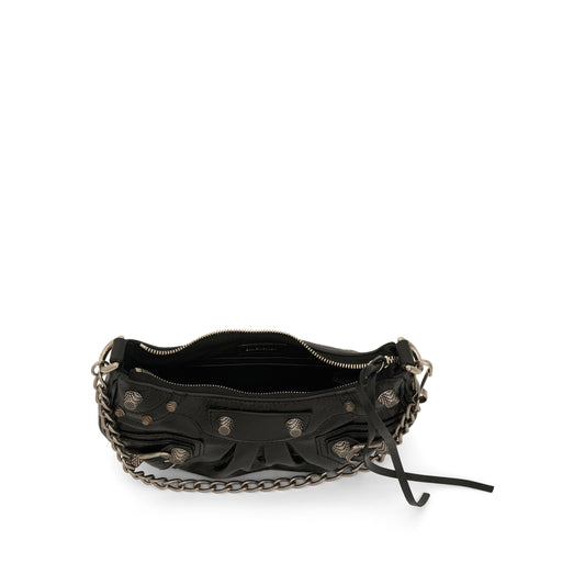 Le Cagole Mini Lambskin Bag with Chain in Black