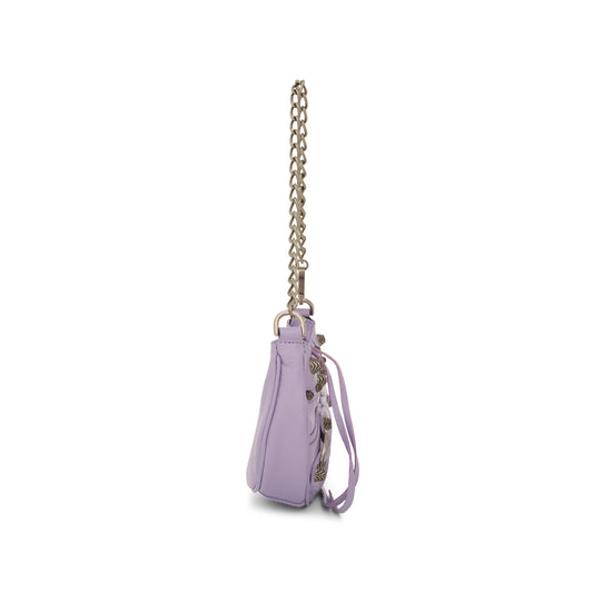 Le Cagole Mini Lambskin Bag with Chain in Lilac