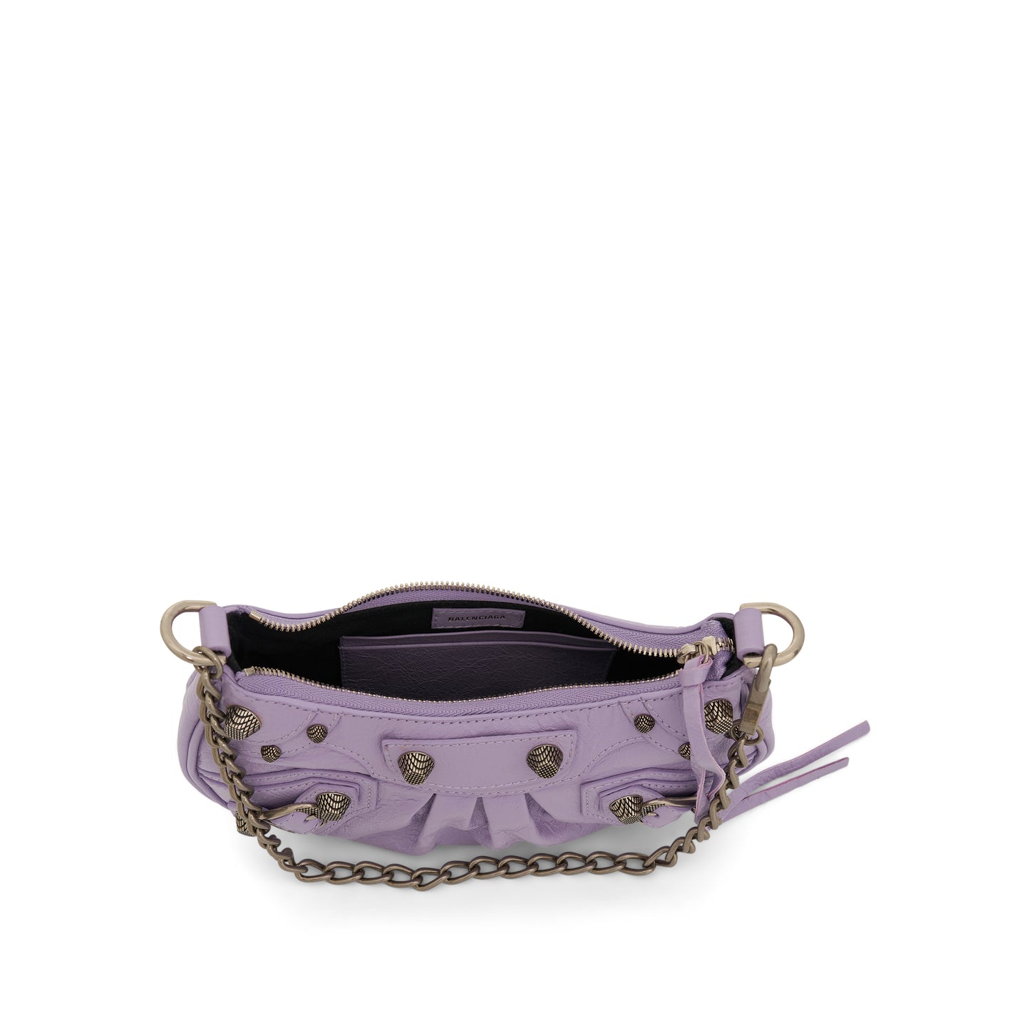 Le Cagole Mini Lambskin Bag with Chain in Lilac