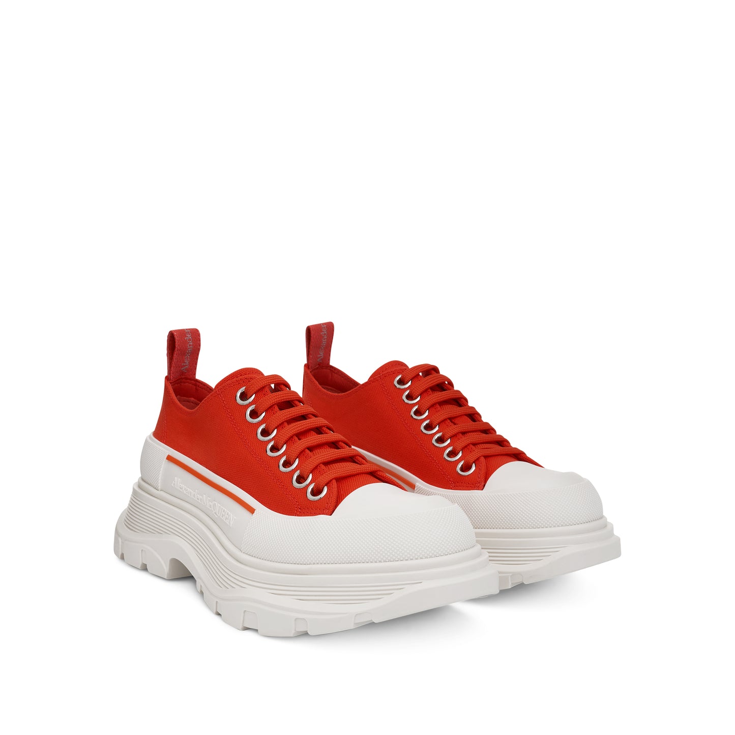 Tread Slick Canvas Lace-Up Shoes in Orange/White