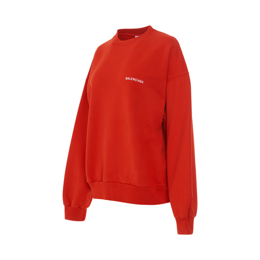 Back Logo Regular Crewneck in Bright Red