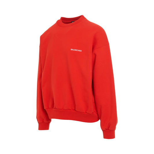 Logo Regular Crewneck in Bright Red/White