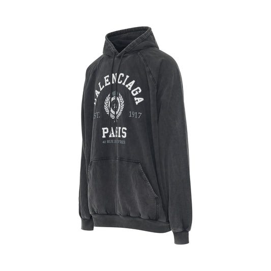 College 1917 Fleece Oversized Hoodie in Black