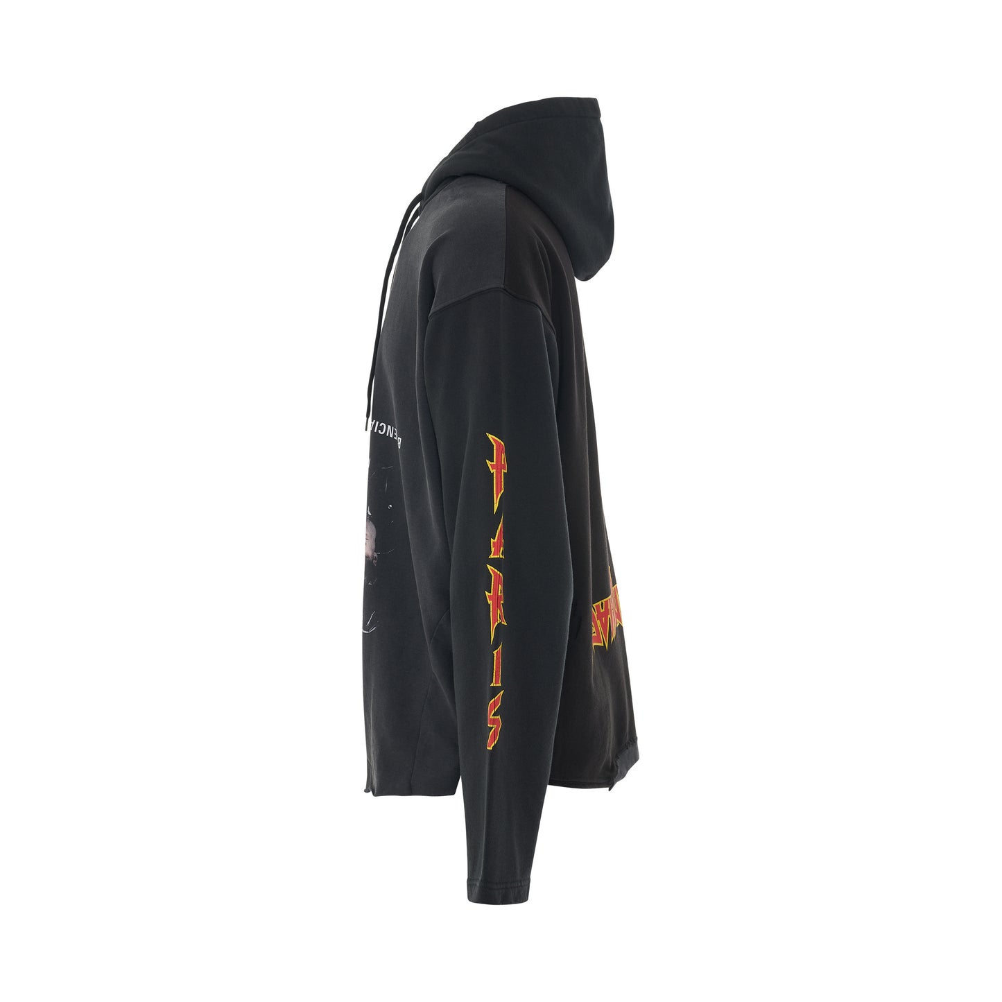 Upside Down Mix Fleece Hoodie in Black