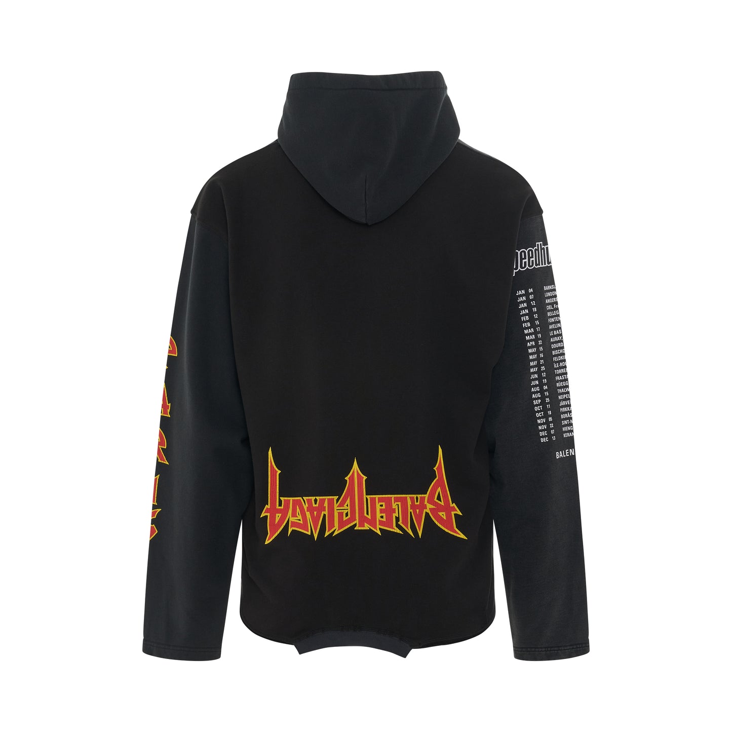 Upside Down Mix Fleece Hoodie in Black