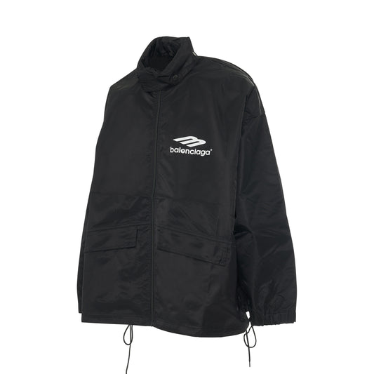 Nylon Pleated Windbreaker in Black