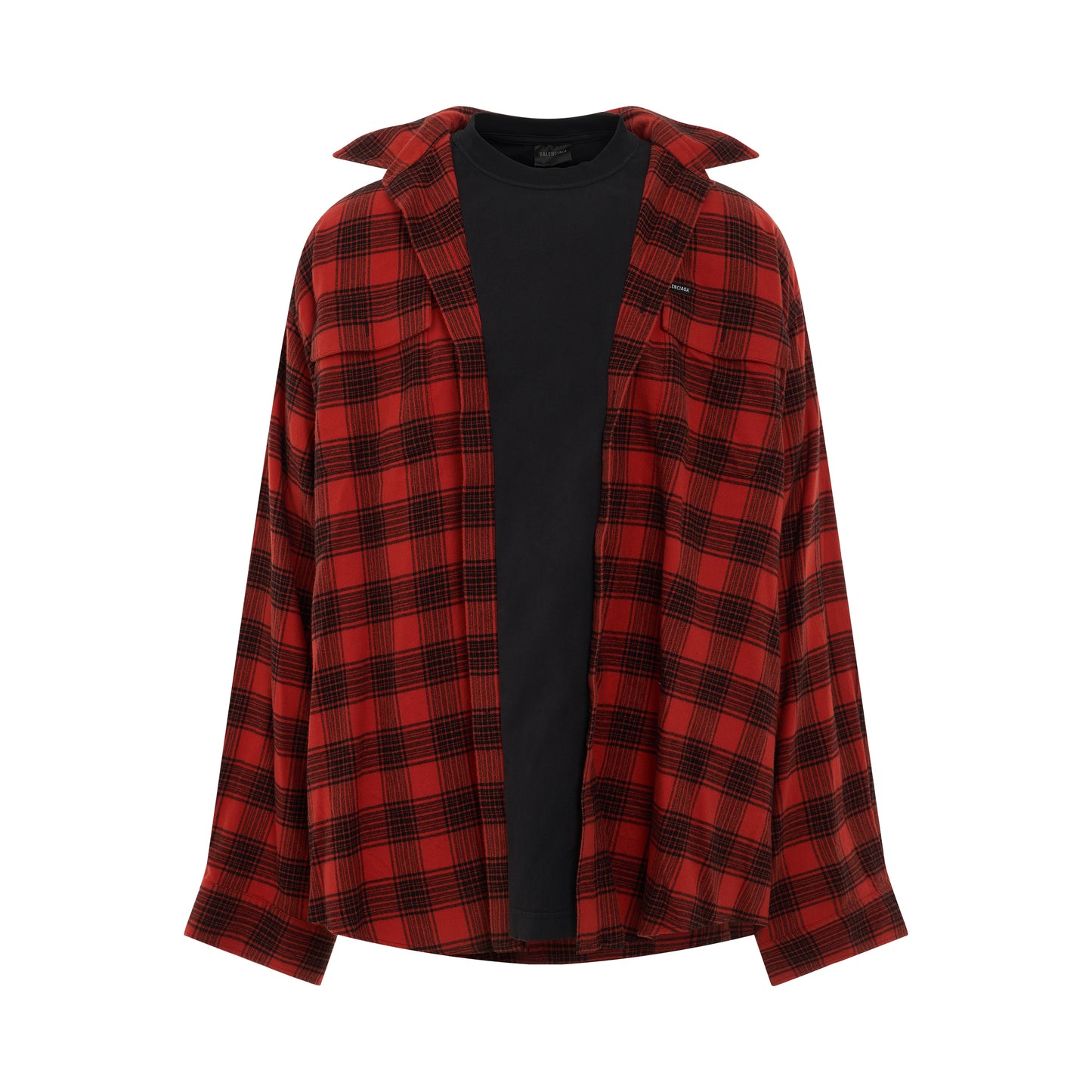 Trompe L'oeil Oversized Shirt in Red/Black