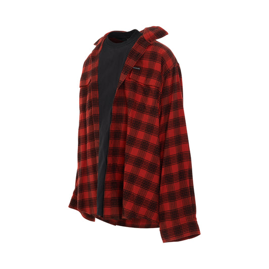 Trompe L'oeil Oversized Shirt in Red/Black