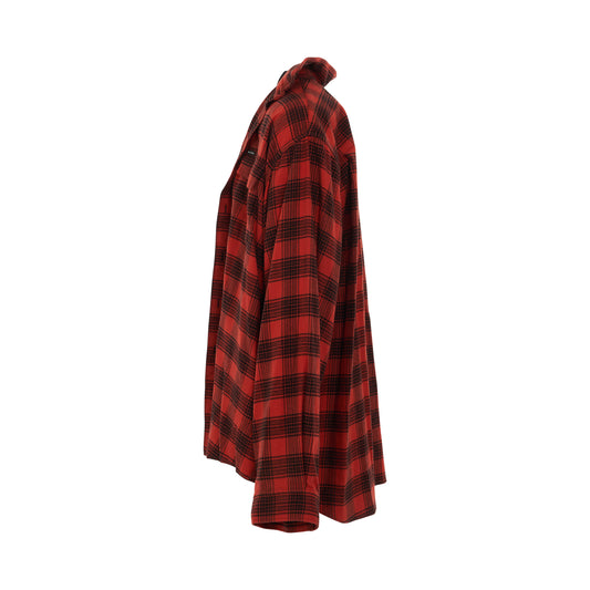 Trompe L'oeil Oversized Shirt in Red/Black