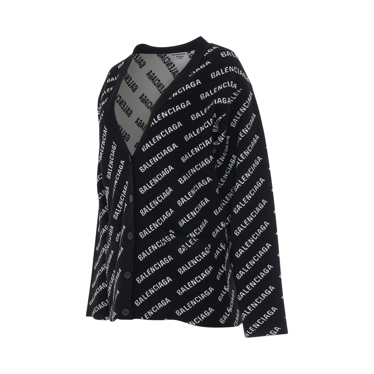 Mini Logo All Over Knit Cardigan in Black/White