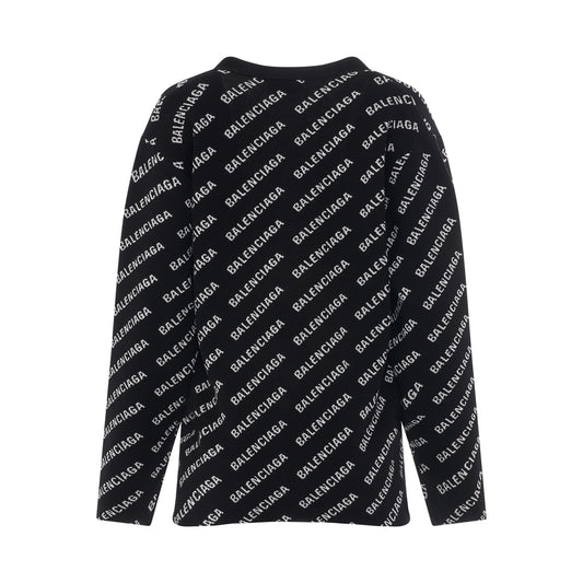 Mini Logo All Over Knit Cardigan in Black/White