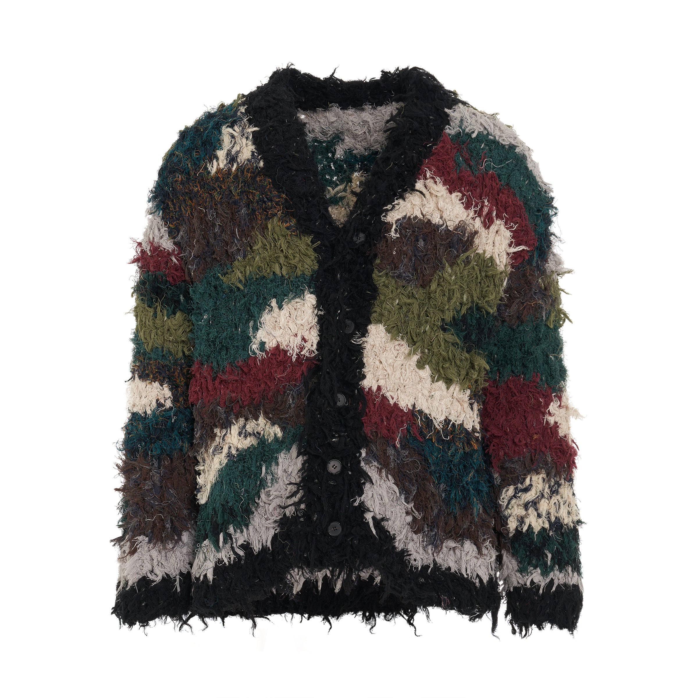 B12 Fringe Oversized Knit Cardigan in Multinatural