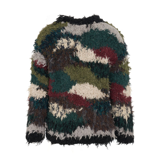 B12 Fringe Oversized Knit Cardigan in Multinatural