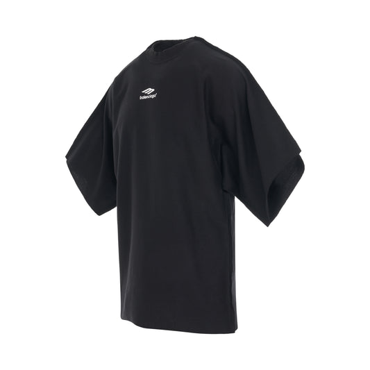 3B Sports Icon Flat Oversized T-Shirt in Black