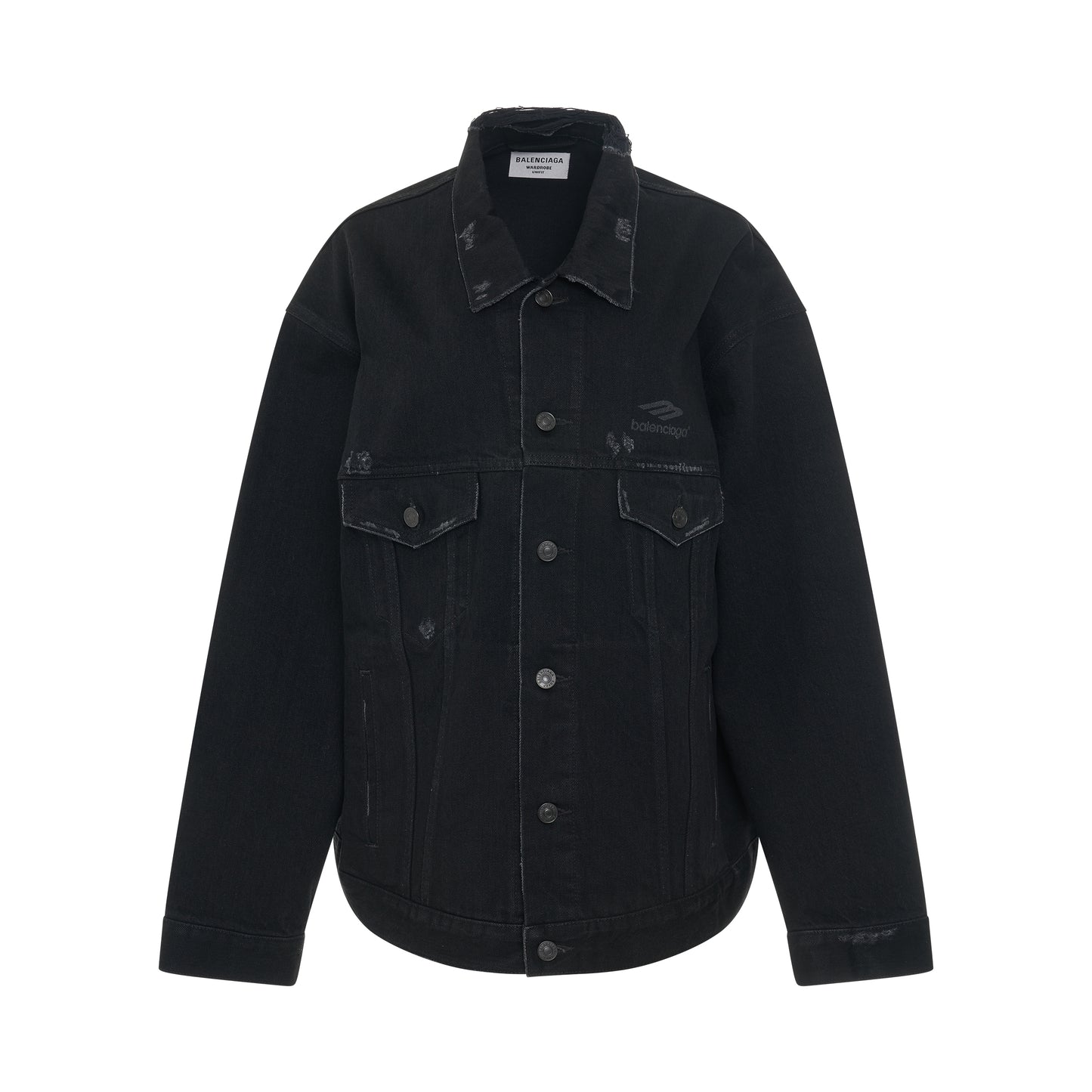 3B Sports Icon Large Fit Denim Jacket in Black