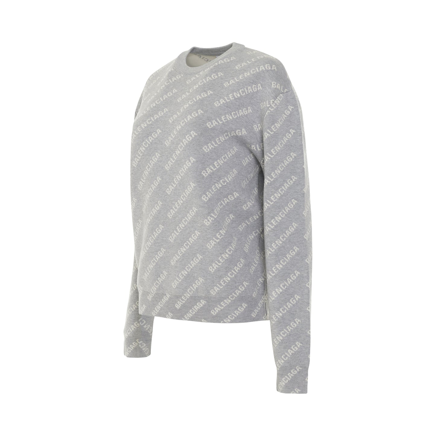 Mini Logo All Over Knit Crewneck in Grey