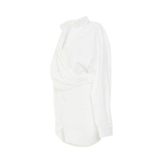 Poplin Wrap Dress in White