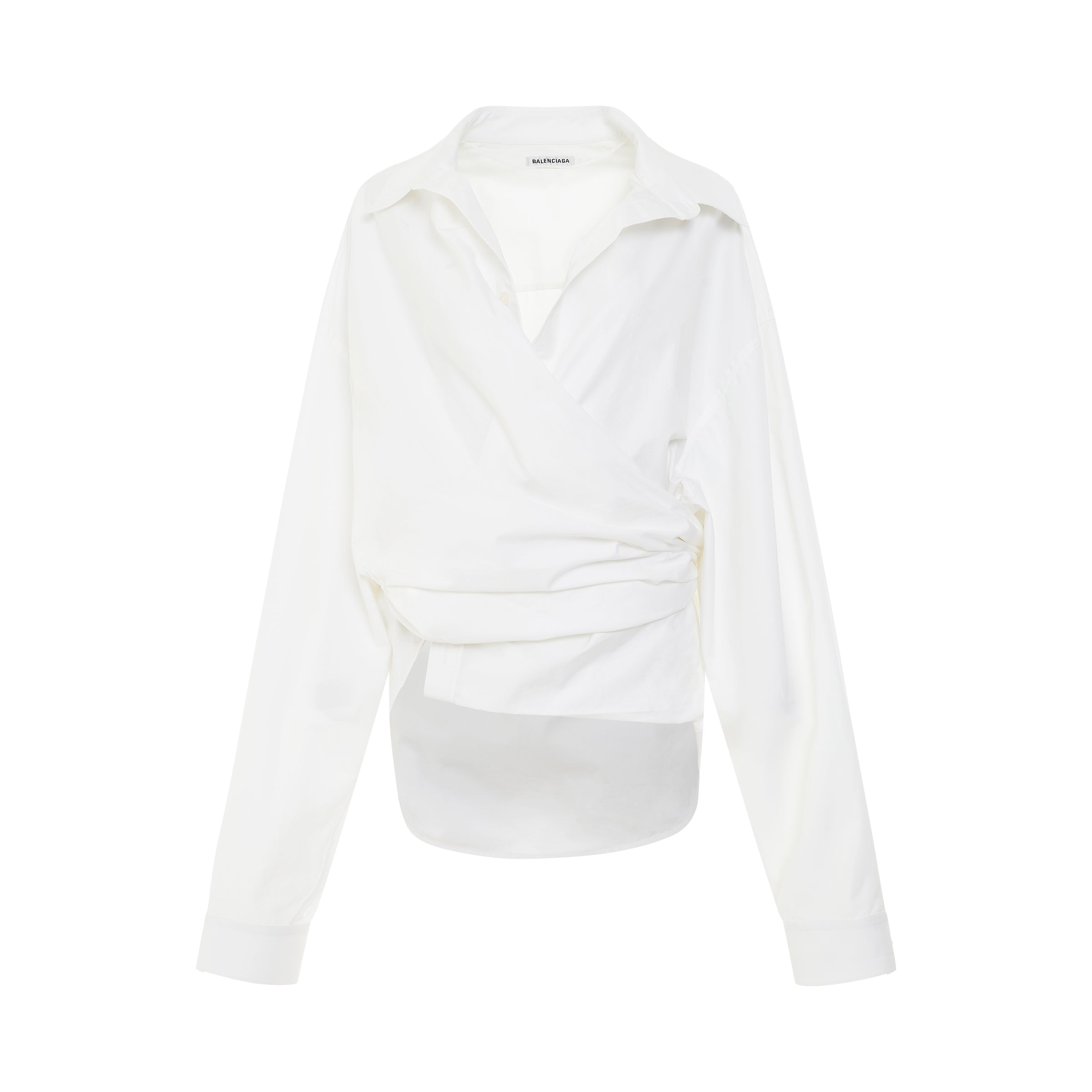 Poplin Wrap Oversized Shirt in White