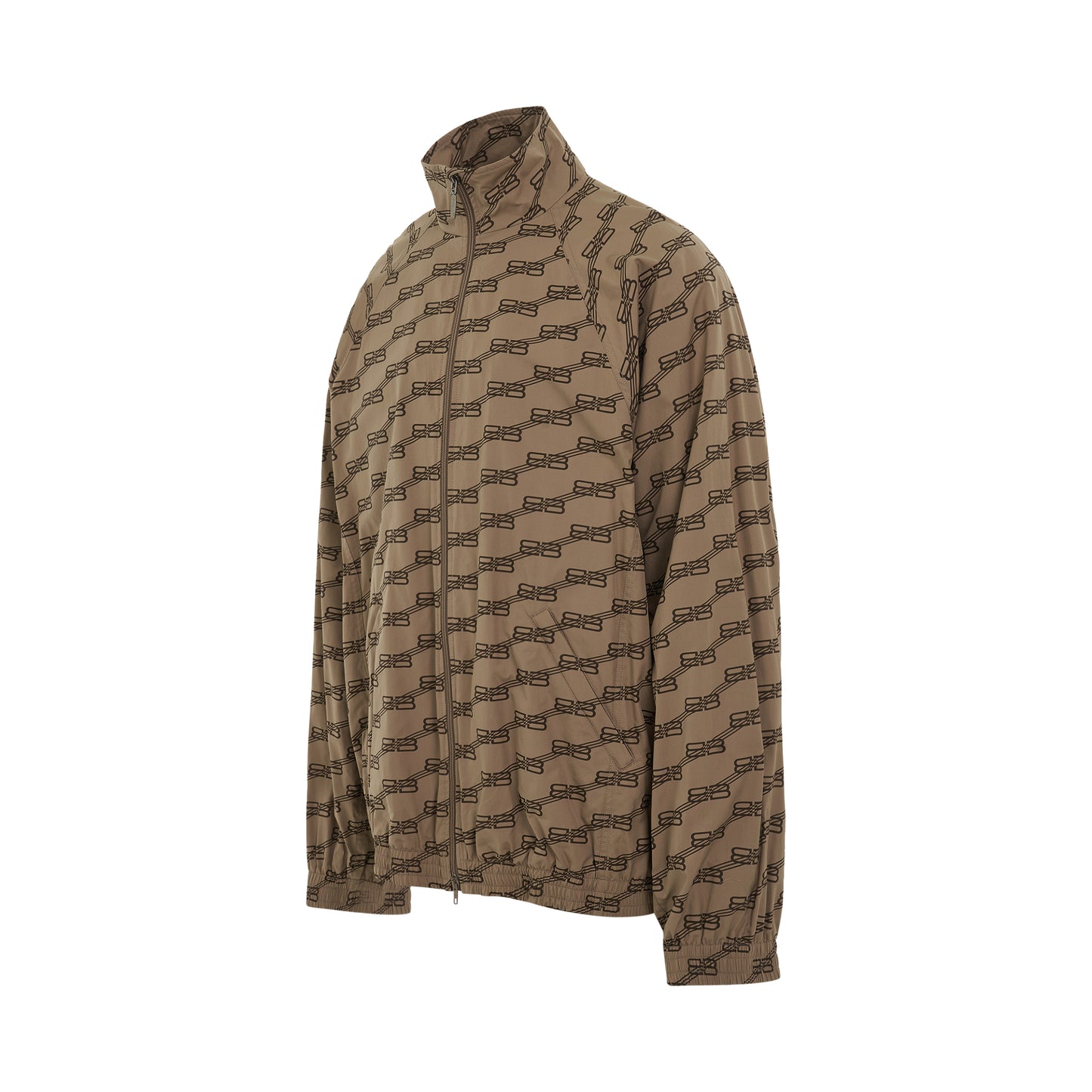 BB Monogram Regular Fit Tracksuit Jacket in Beige/Brown