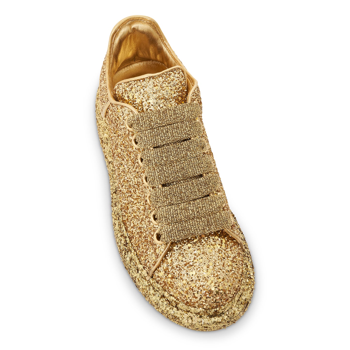 Larry Oversized Heel Glitter Sneaker in Gold