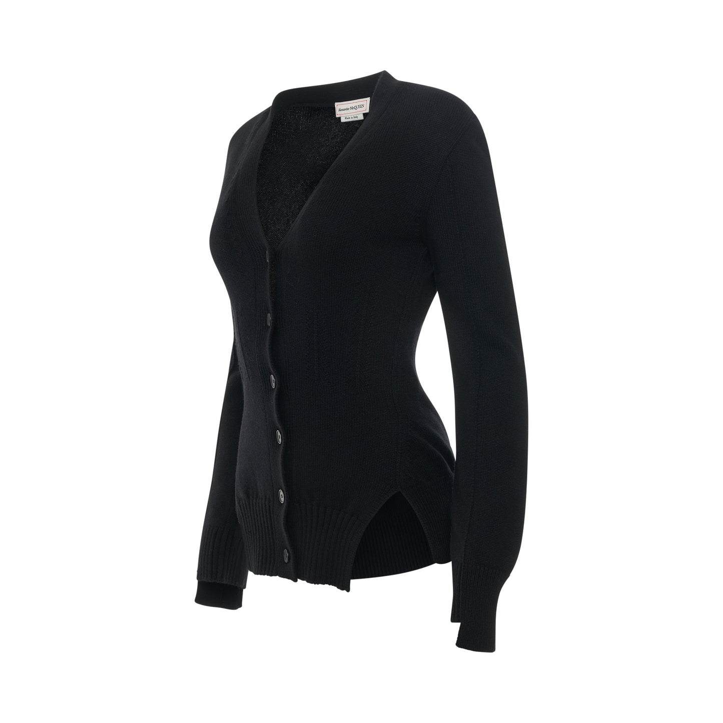 Corset Stitched Knit Cardigan in Black