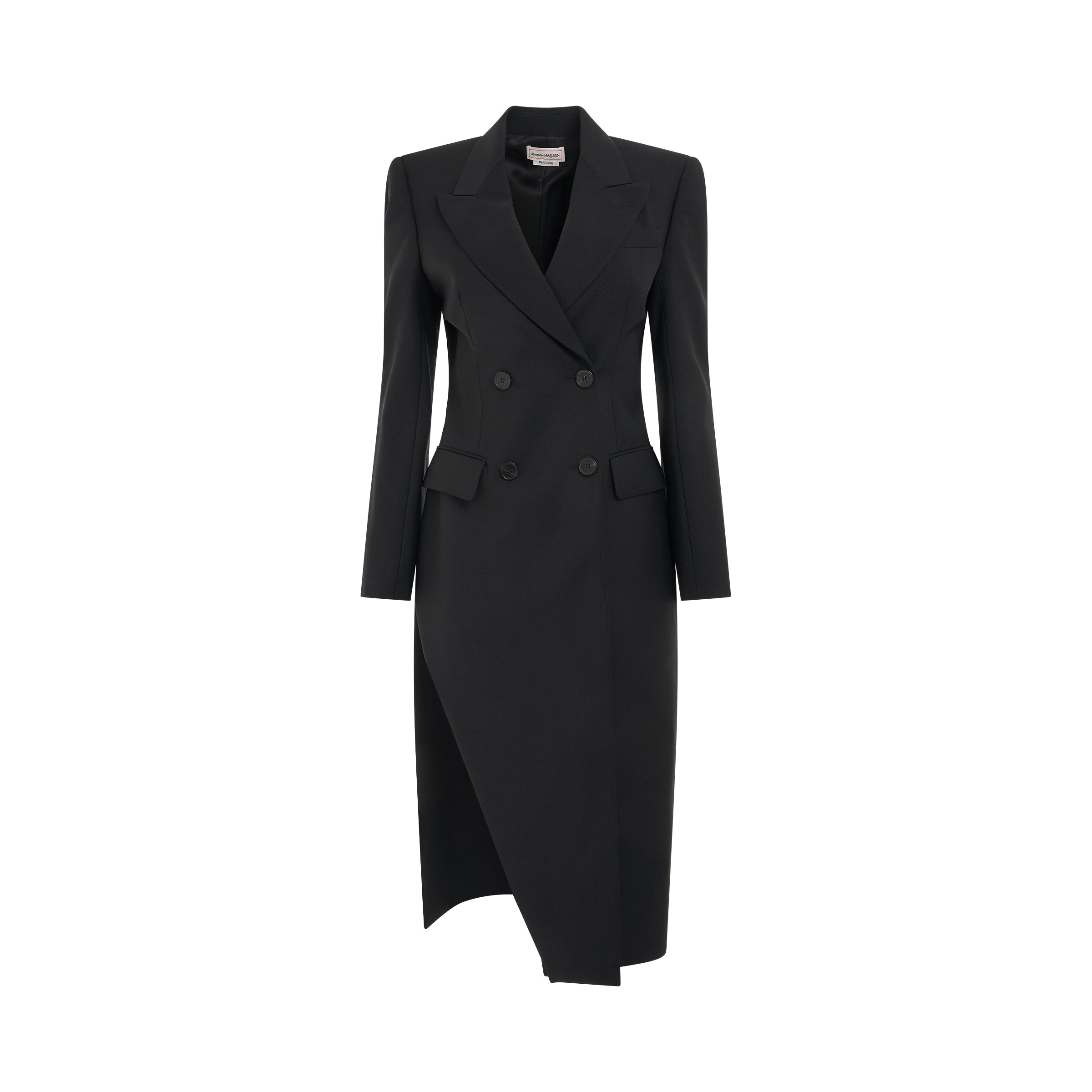 Double Breasted Slit Detail Coat in Black