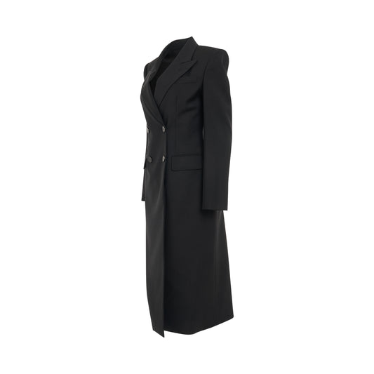 Double Breasted Slit Detail Coat in Black