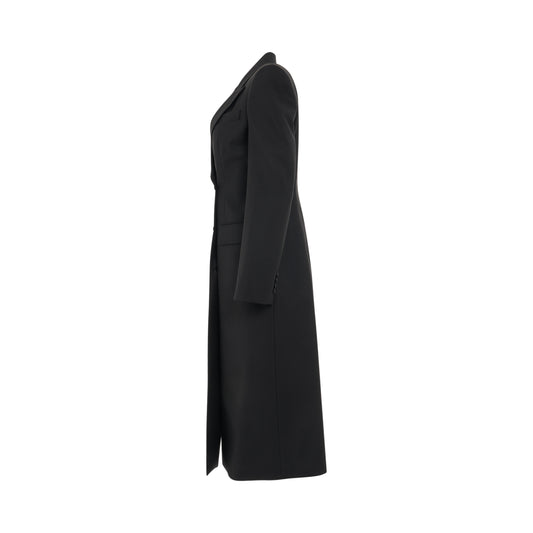 Double Breasted Slit Detail Coat in Black