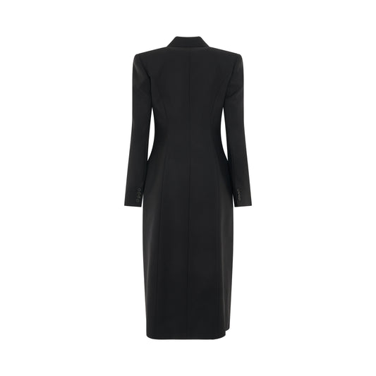 Double Breasted Slit Detail Coat in Black