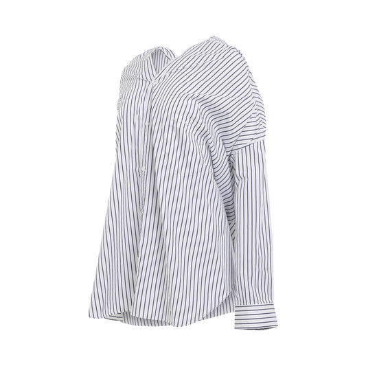 Knotted Vareuse Shirt in White/Navy