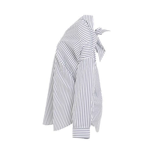 Knotted Vareuse Shirt in White/Navy