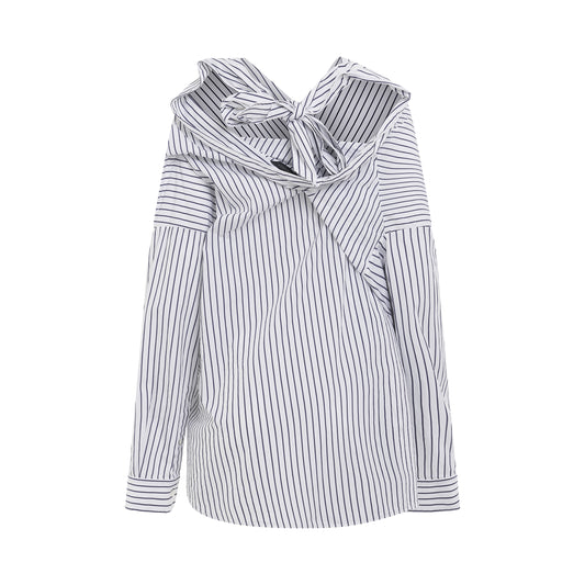 Knotted Vareuse Shirt in White/Navy