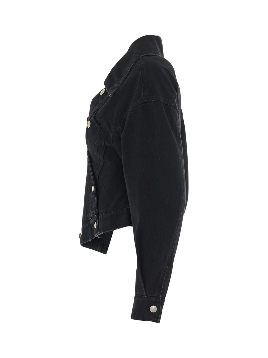 Twisted Asymmetric Denim Jacket in Black