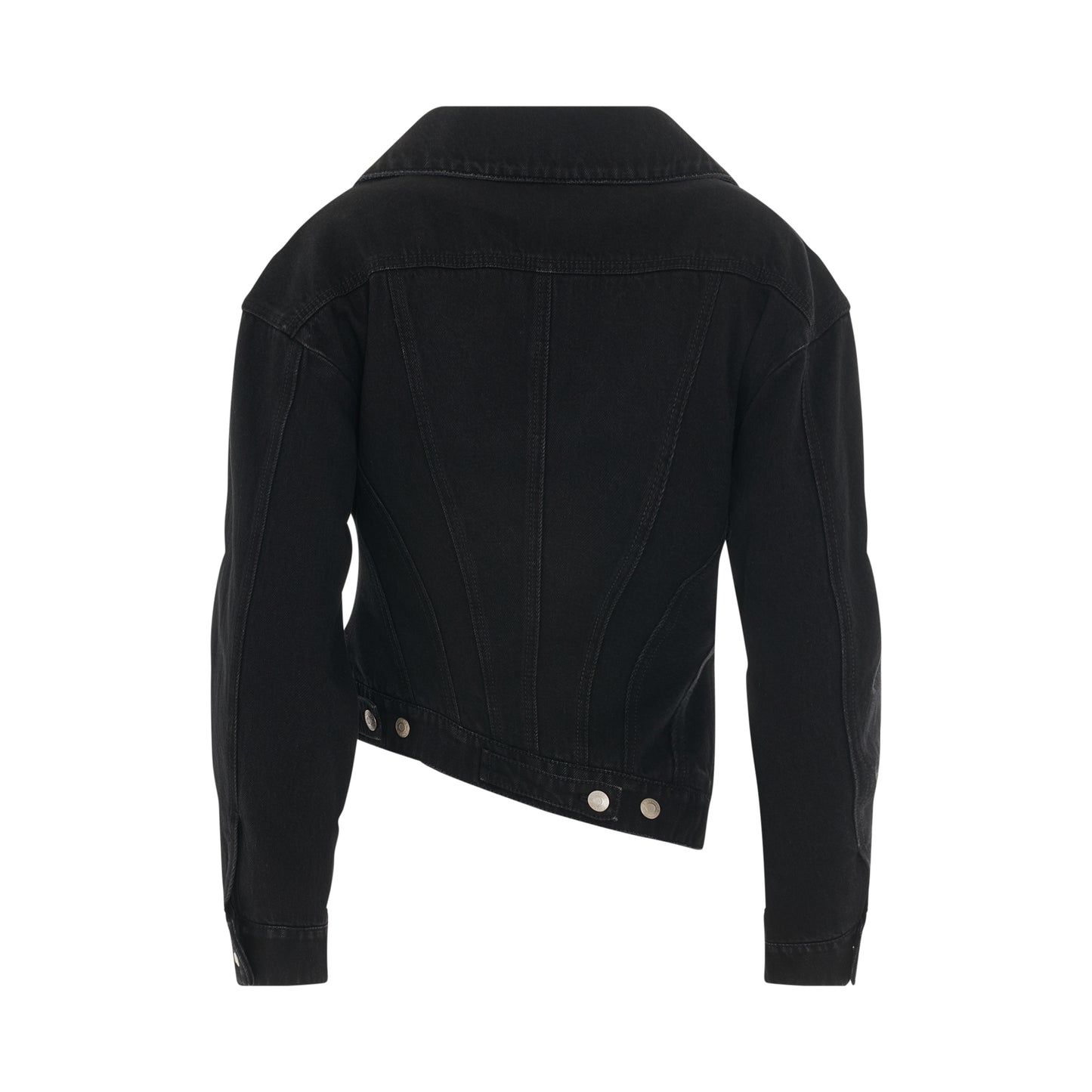 Twisted Asymmetric Denim Jacket in Black