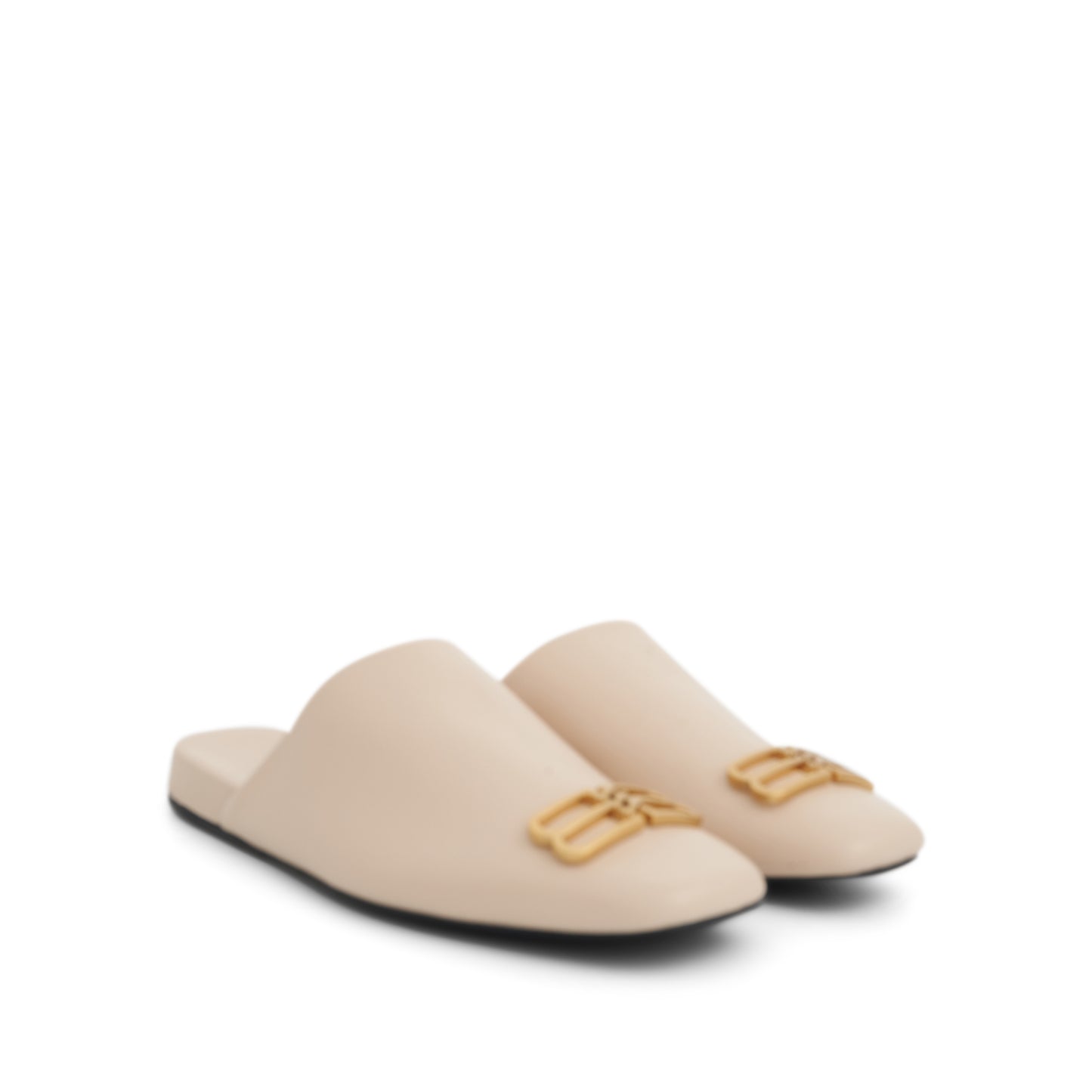 Plaque Slip on Flats in Sand Beige/Gold