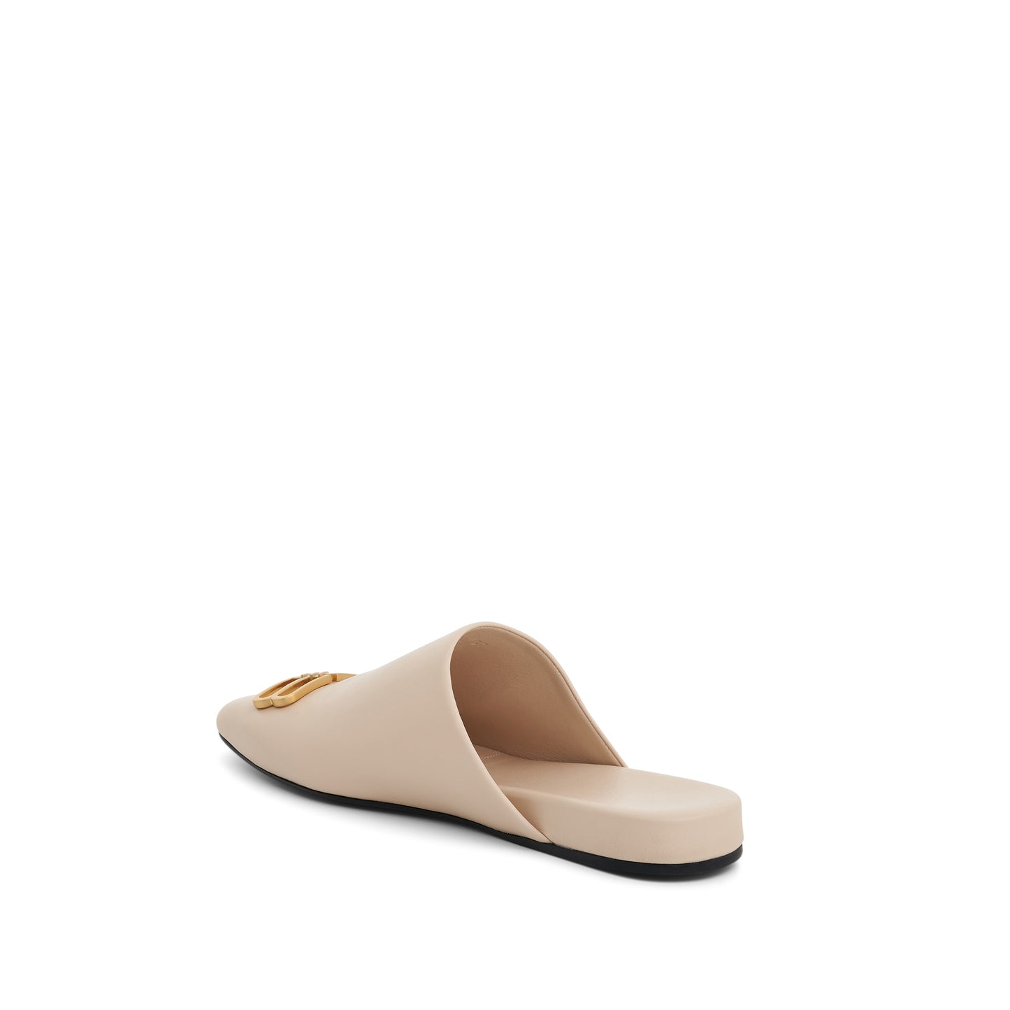 Plaque Slip on Flats in Sand Beige/Gold