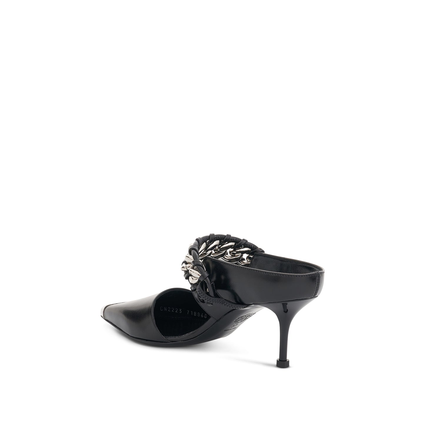 Chain Link Leather Pumps in Black/Silver