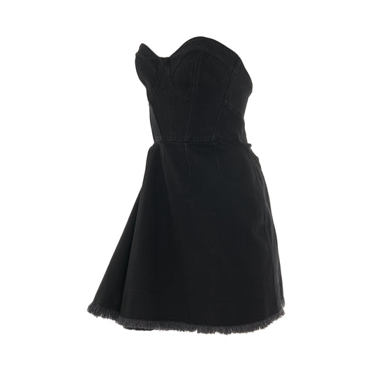 Mini Bustier Denim Dress in Black