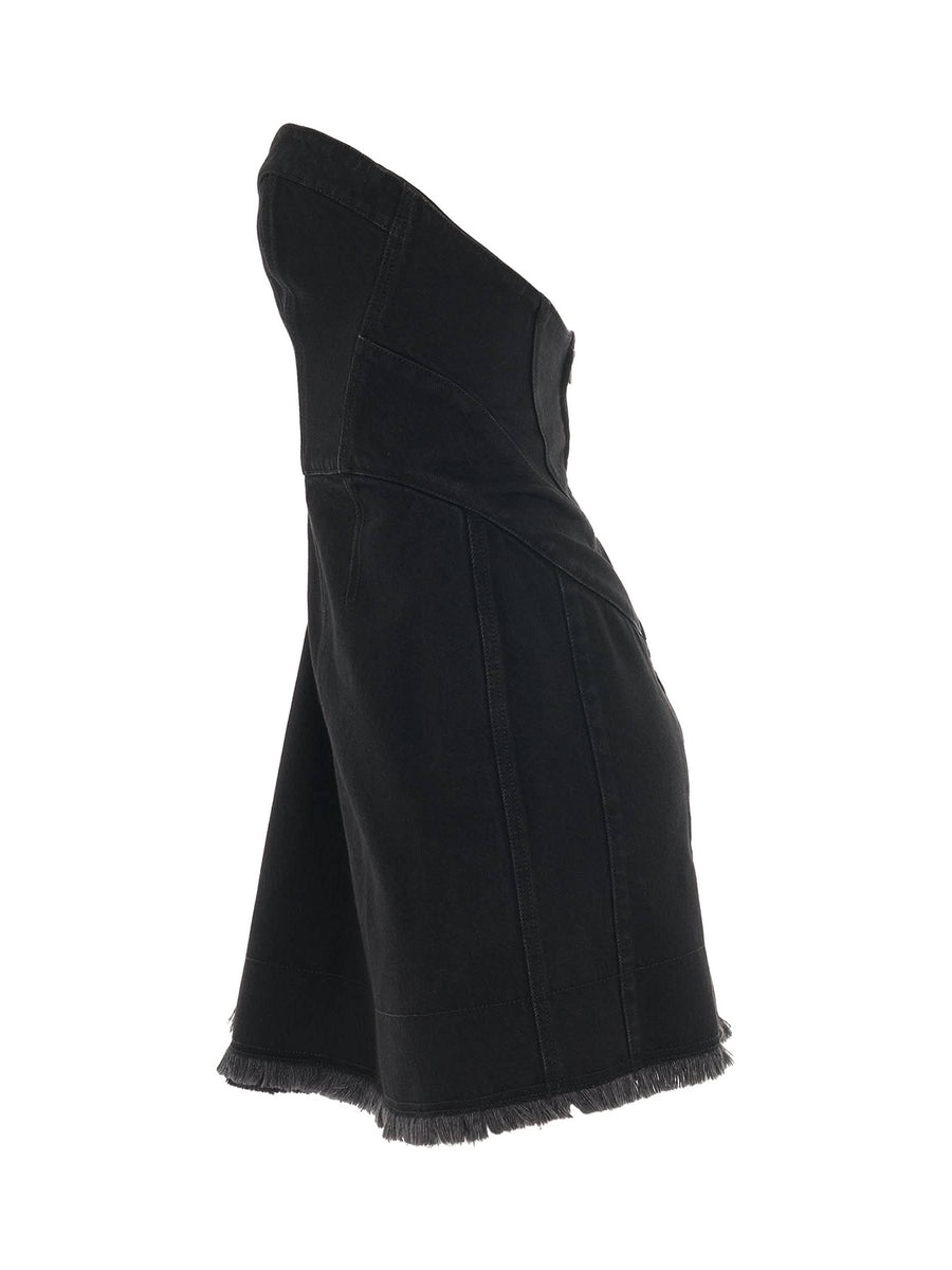 Mini Bustier Denim Dress in Black