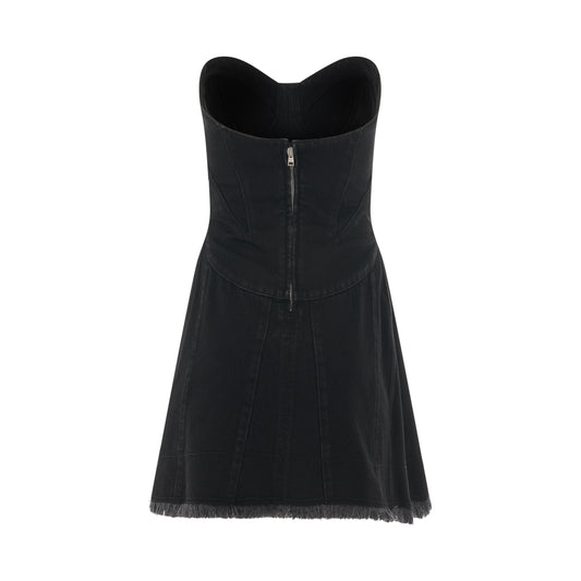 Mini Bustier Denim Dress in Black