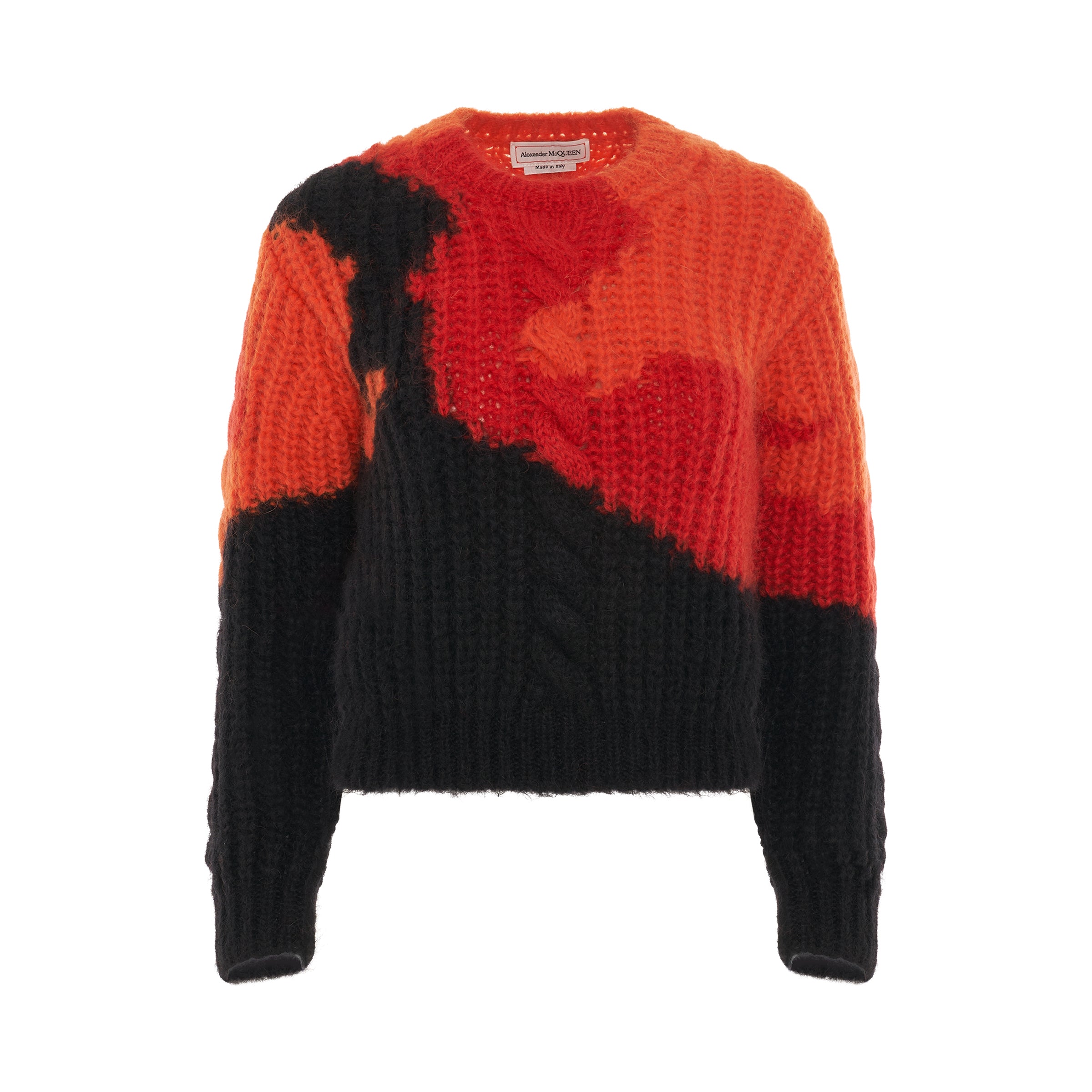 Multicolour Mohair Crewneck Sweater in Orange/Red/Black