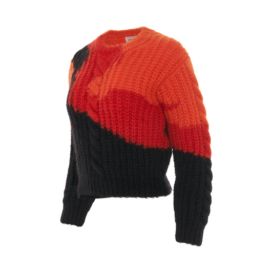 Multicolour Mohair Crewneck Sweater in Orange/Red/Black