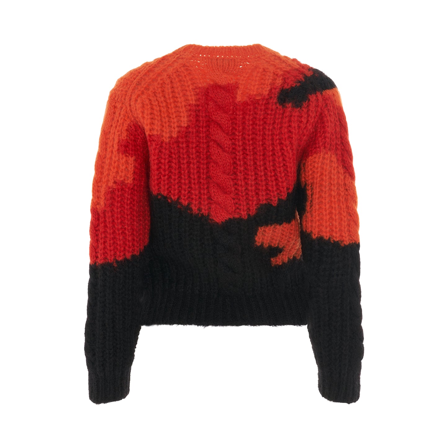 Multicolour Mohair Crewneck Sweater in Orange/Red/Black