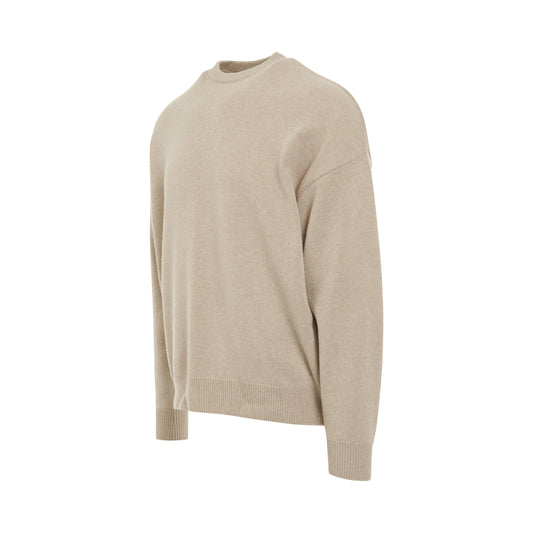 Logo Embroidered Knit Sweater in Beige